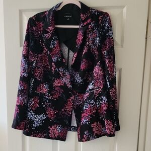Lane Bryant Women's Floral Blazer - Black and Purple